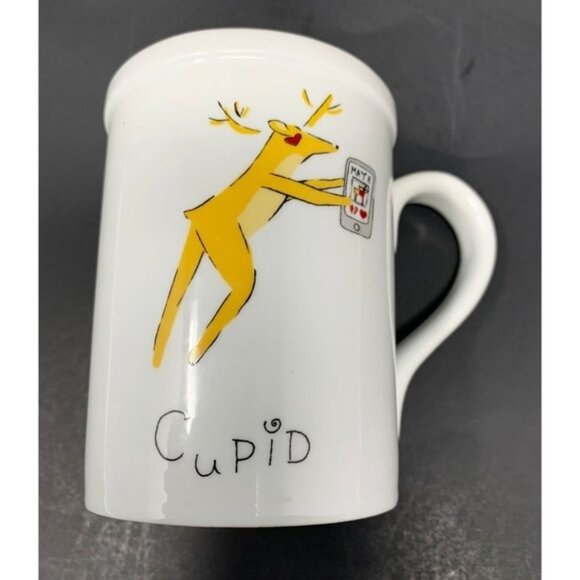 POTTERY BARN SANTA'S HIP REINDEER CUPID Coffee Tea Mug Cup 12 oz Christmas - Picture 2 of 7